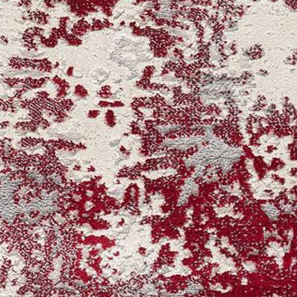 5' X 7' Gray And Red Abstract Distressed Area Rug