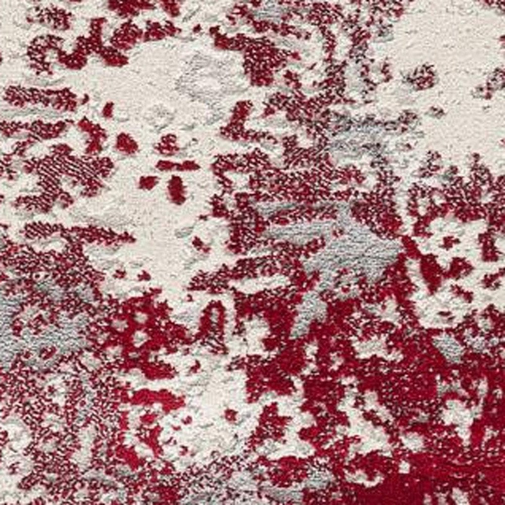 5' X 7' Gray And Red Abstract Distressed Area Rug