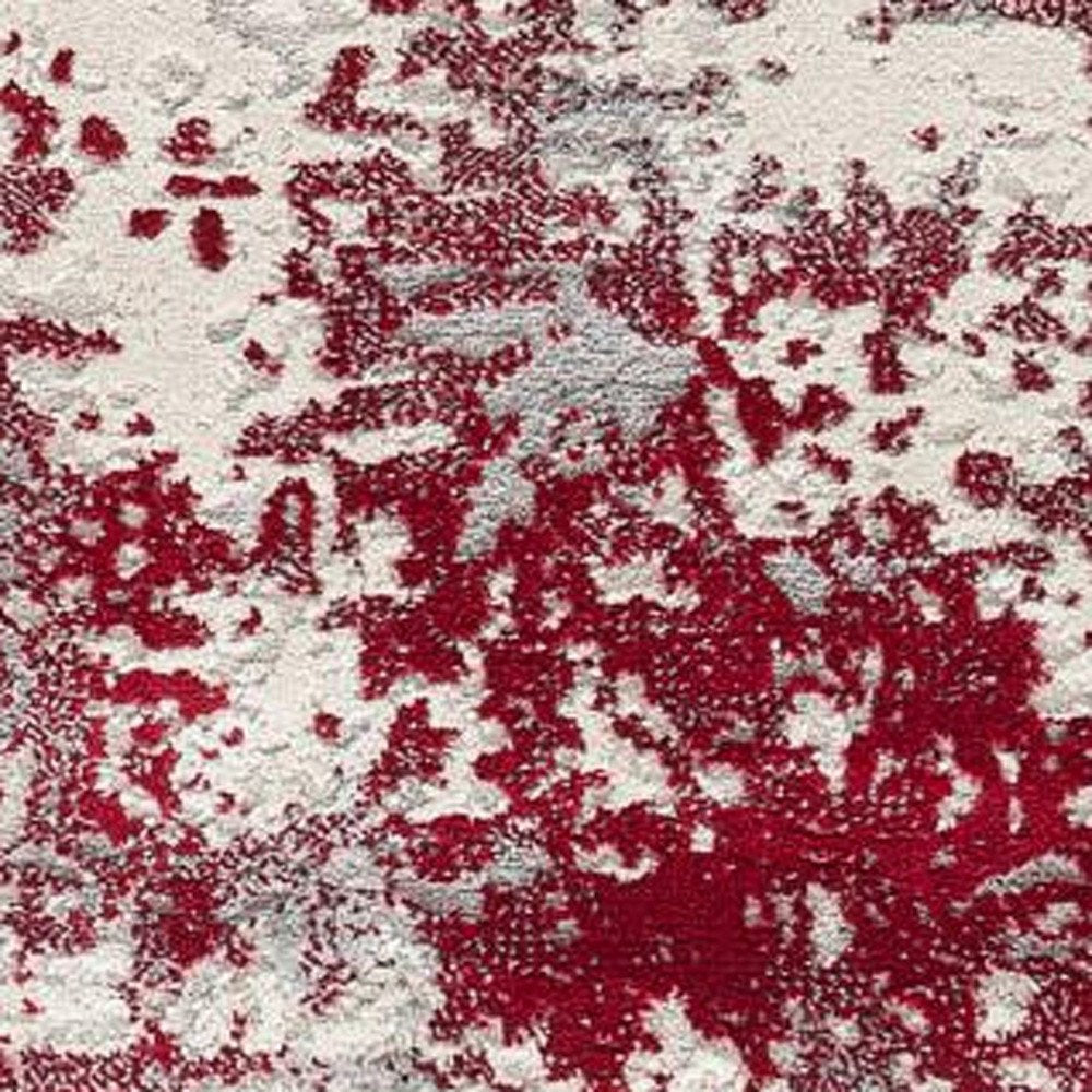 5' X 7' Gray And Red Abstract Distressed Area Rug