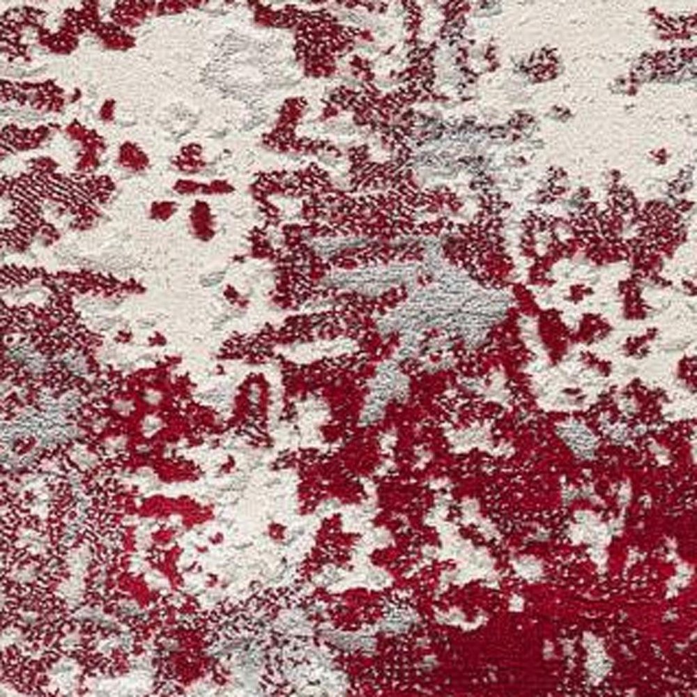 5' X 7' Gray And Red Abstract Distressed Area Rug
