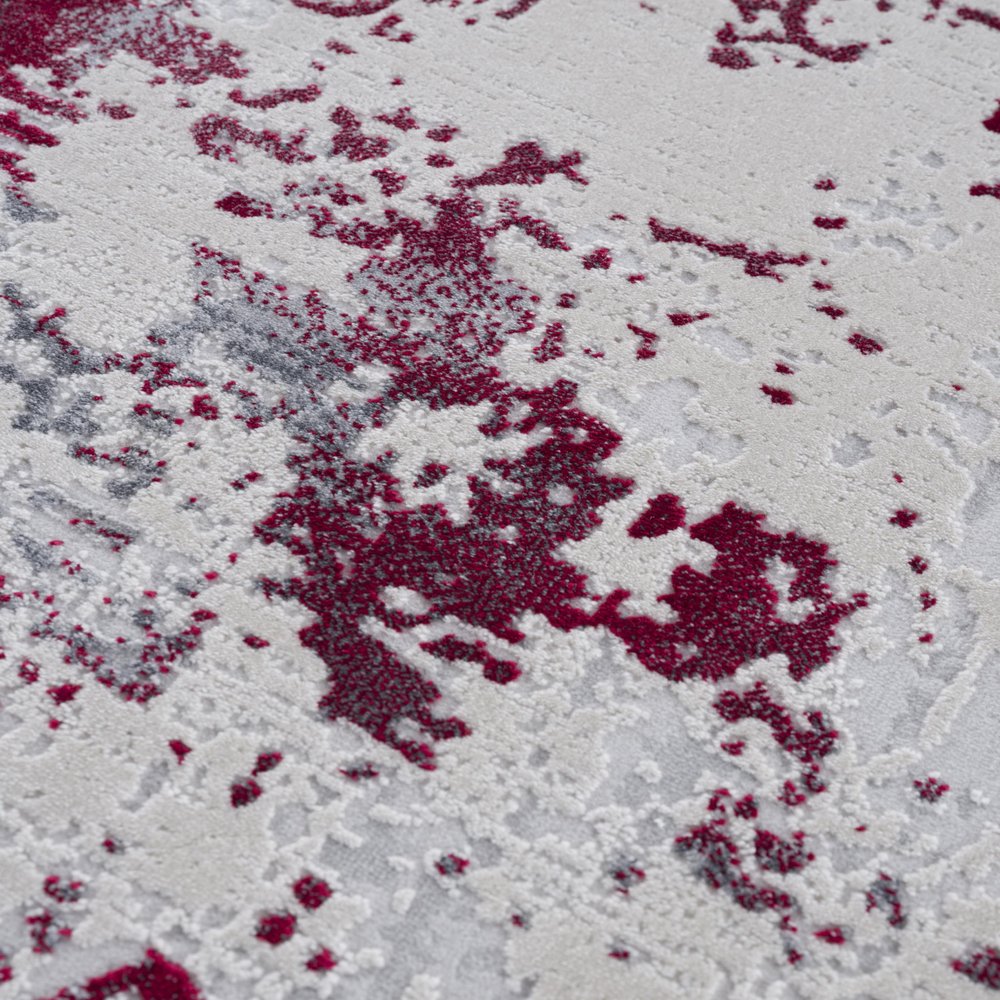 5' X 7' Gray And Red Abstract Distressed Area Rug