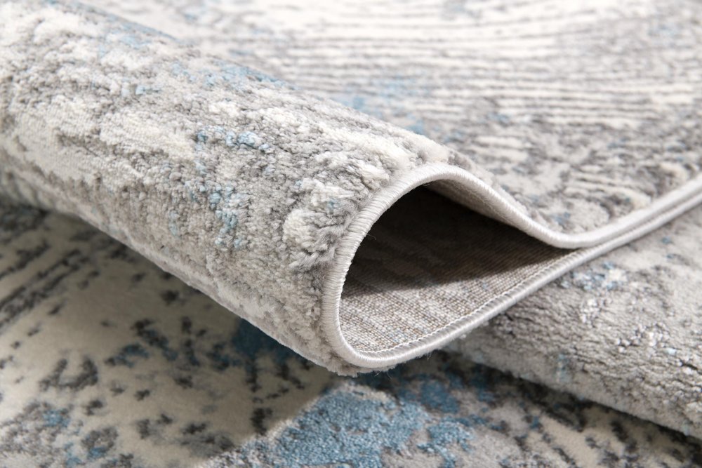 7' X 10' Blue Abstract Circular Motifs Area Rug