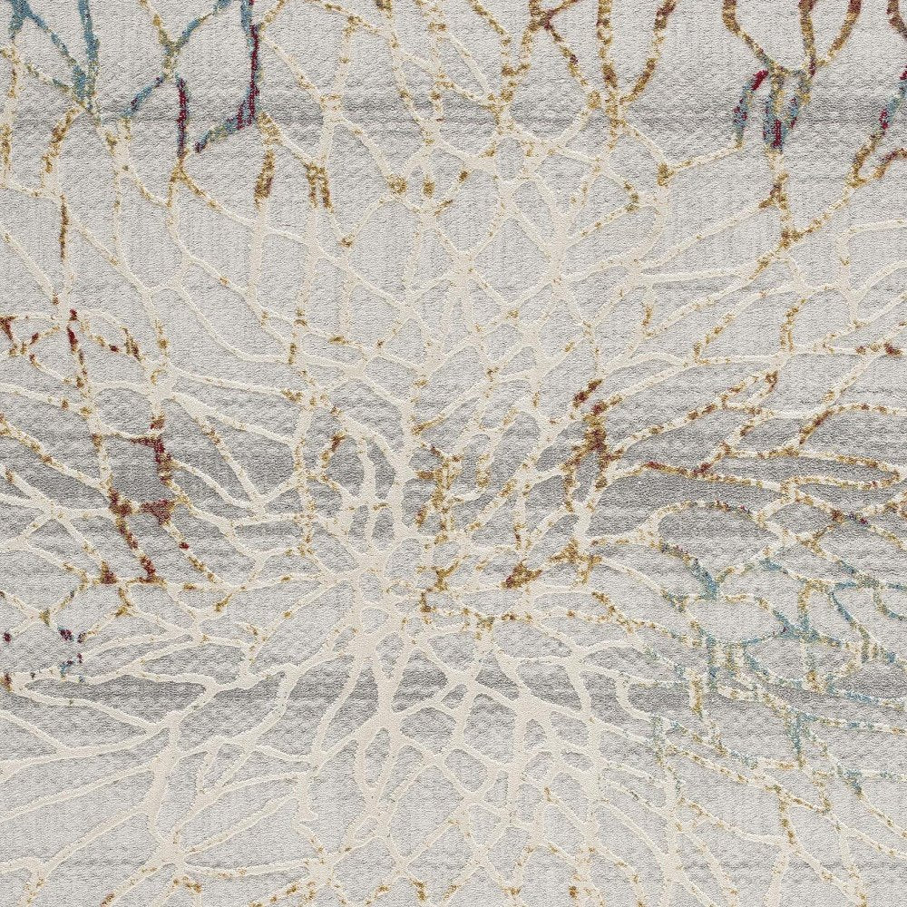 3' X 5' Gold And Ivory Abstract Branches Area Rug