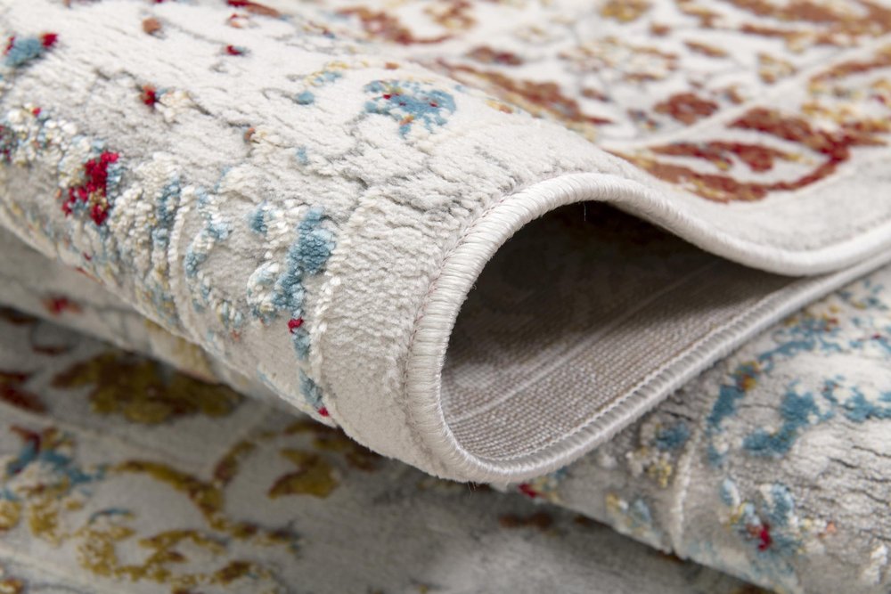 4' X 6' Gray And Beige Distressed Ornate Area Rug