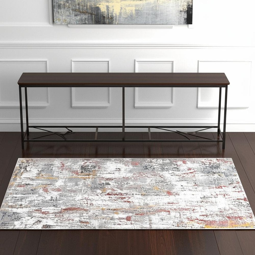 5' X 8' Gray And Ivory Abstract Area Rug