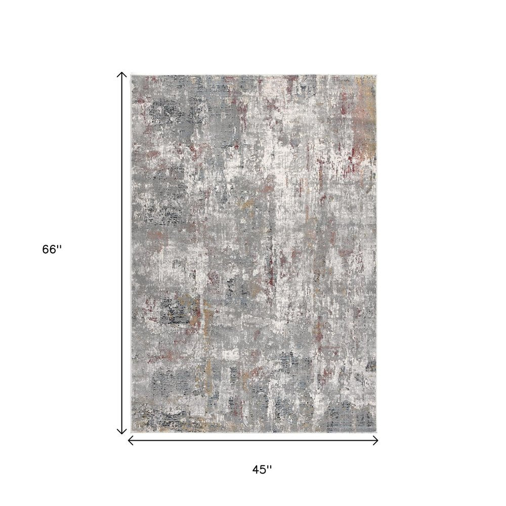 5' X 8' Gray And Ivory Abstract Area Rug
