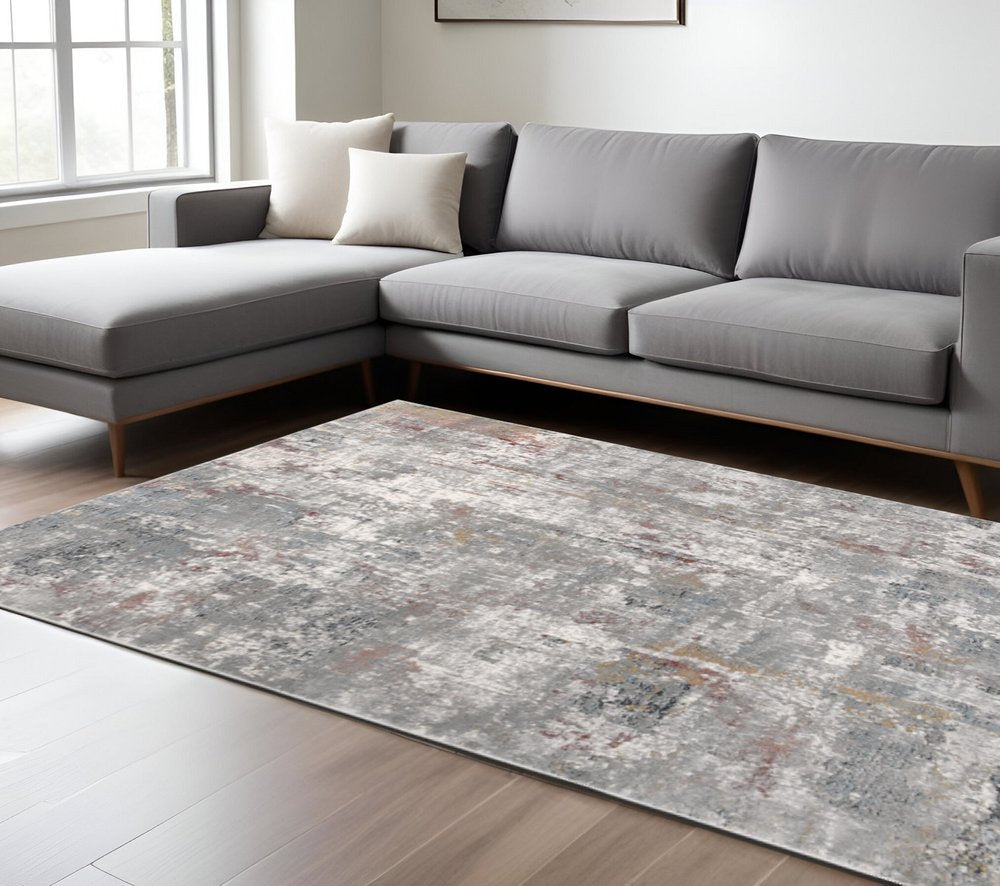 5' X 8' Gray And Ivory Abstract Area Rug