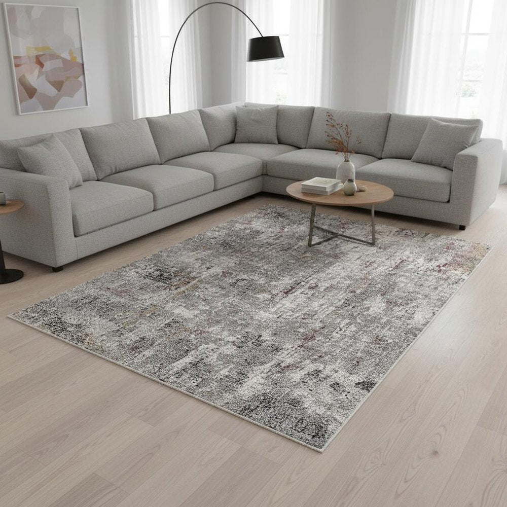 5' X 8' Gray And Ivory Abstract Area Rug