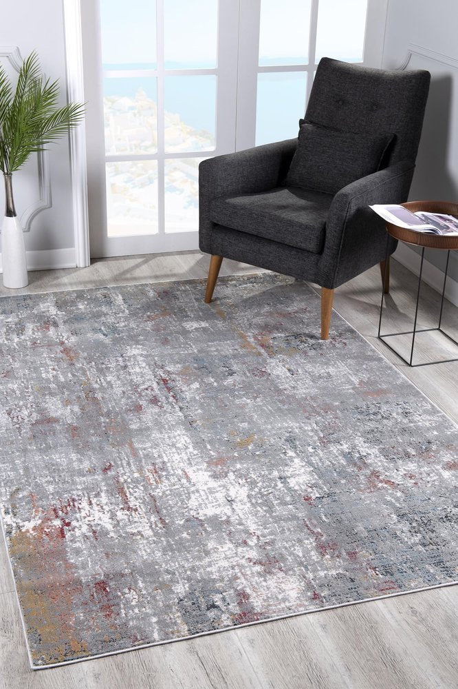 5' X 8' Gray And Ivory Abstract Area Rug