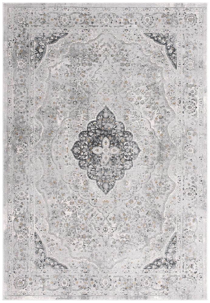 4' X 6' Grey Oriental Area Rug