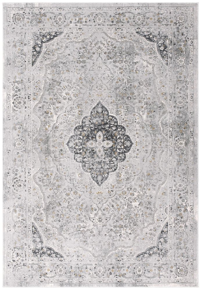 4' X 6' Grey Oriental Area Rug