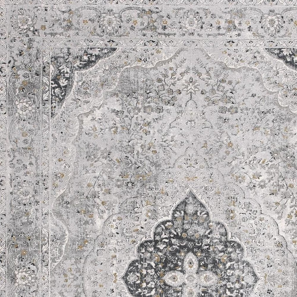 4' X 6' Grey Oriental Area Rug