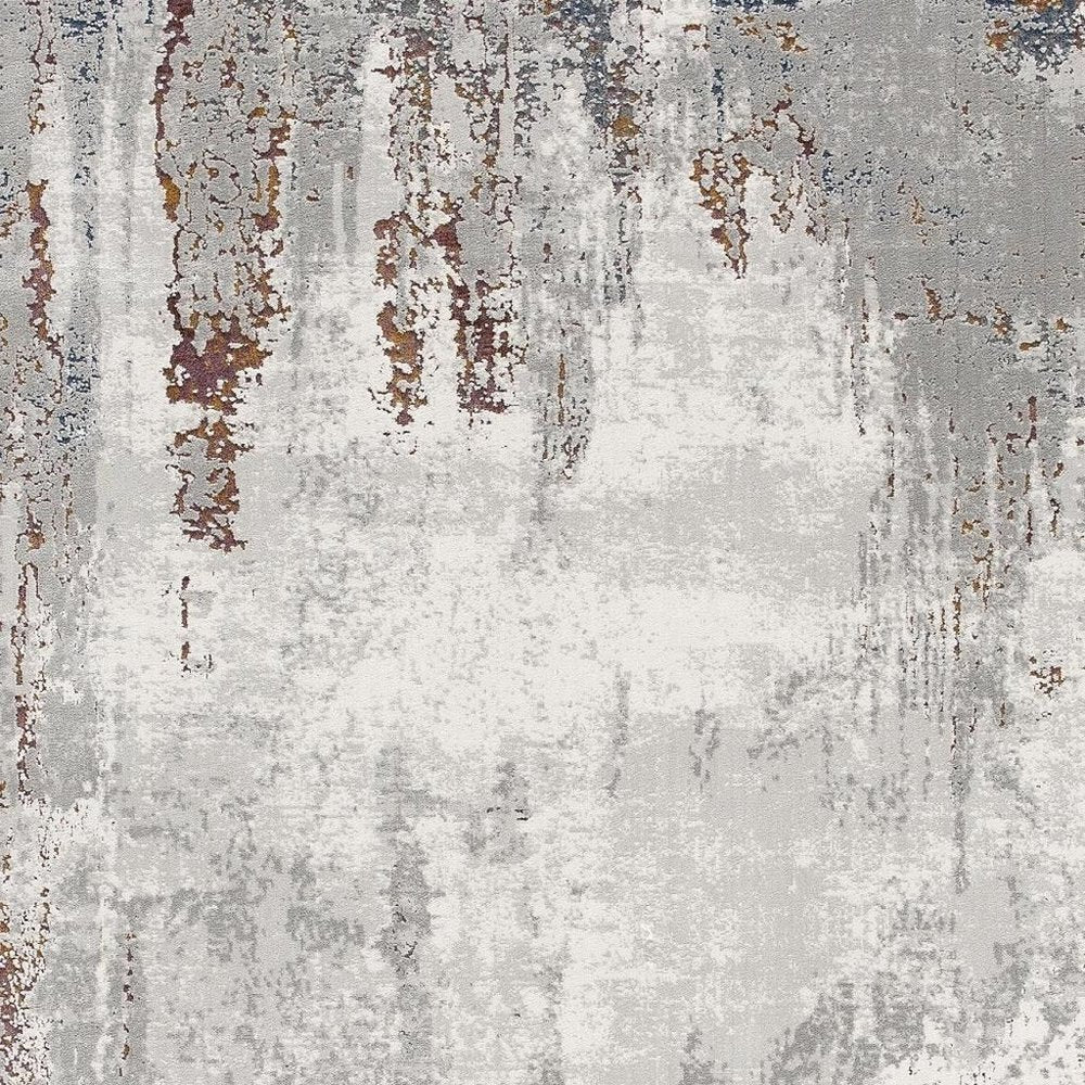 4' X 6' Gray And Ivory Modern Abstract Area Rug