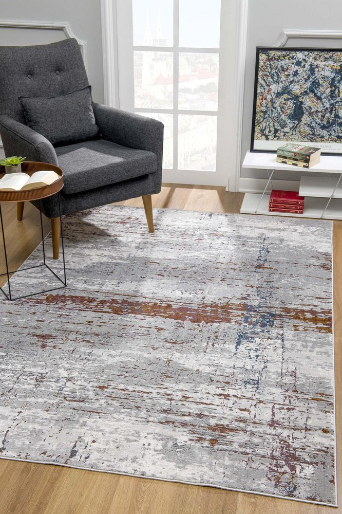 5' X 8' Gray And Brown Abstract Scraped Area Rug