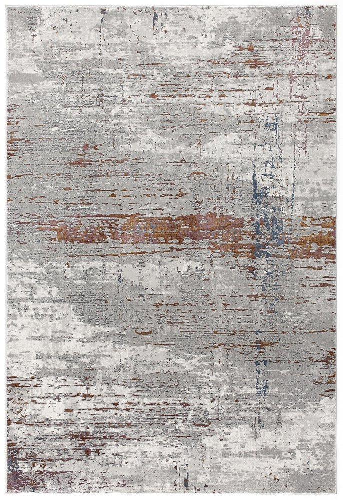 5' X 8' Gray And Brown Abstract Scraped Area Rug