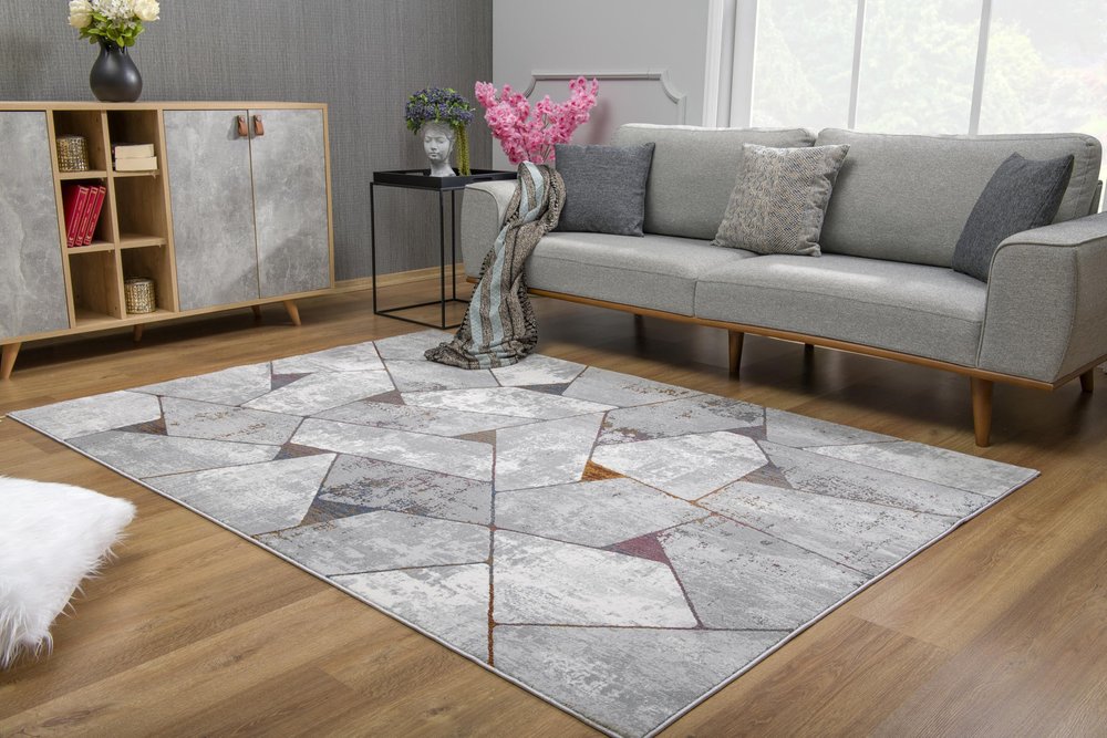 8' X 11' Grey Geometric Area Rug