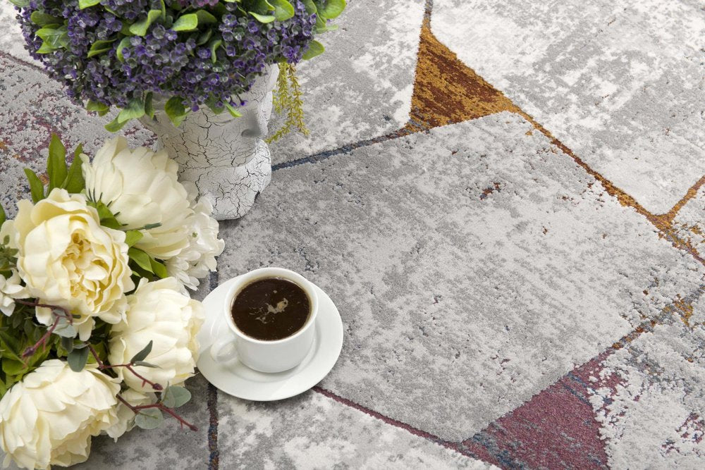 8' X 11' Grey Geometric Area Rug