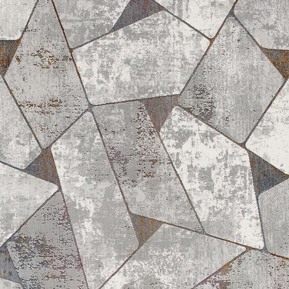 8' X 11' Grey Geometric Area Rug