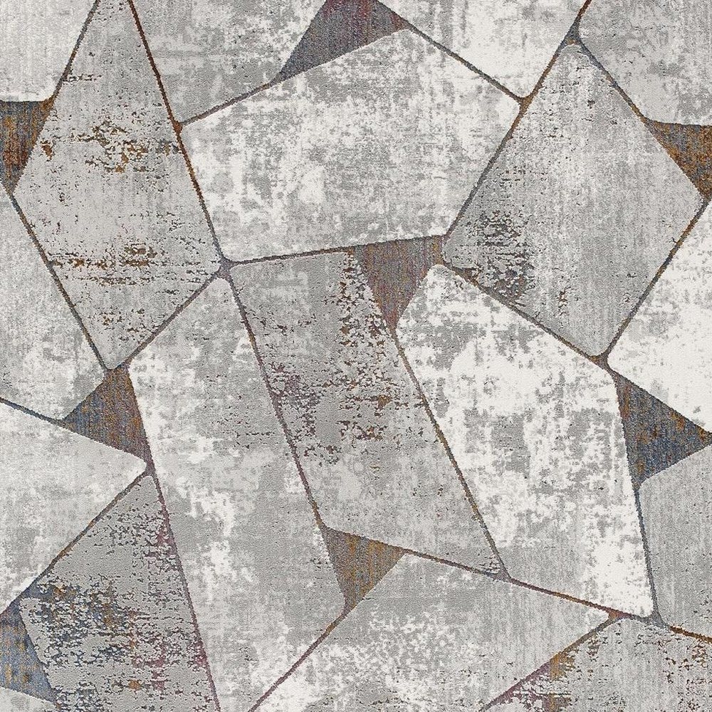 8' X 11' Grey Geometric Area Rug