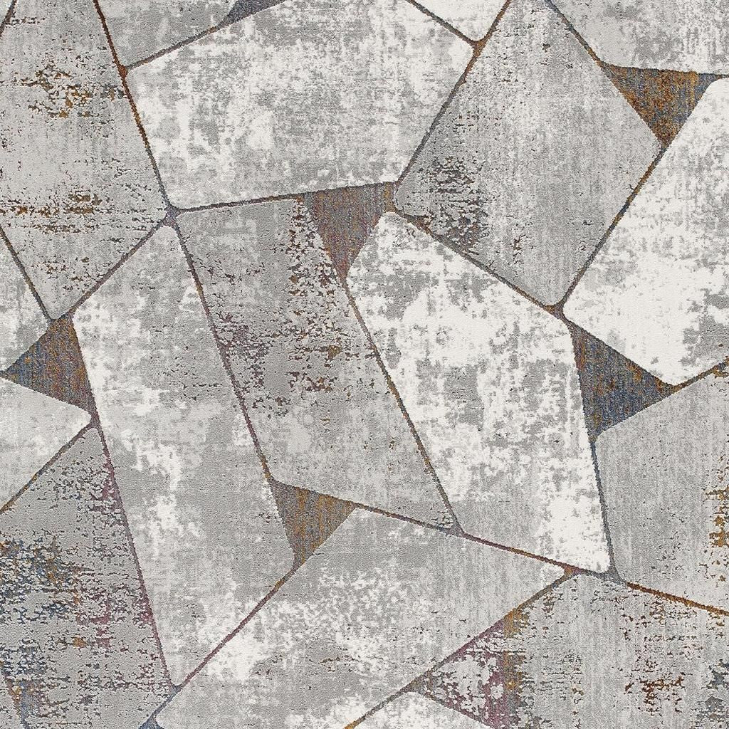 8' X 11' Grey Geometric Area Rug