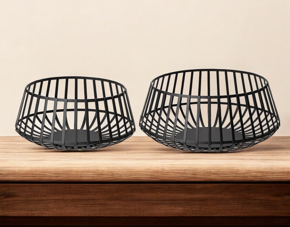 Set of Two Black Metal Decorative Bowl