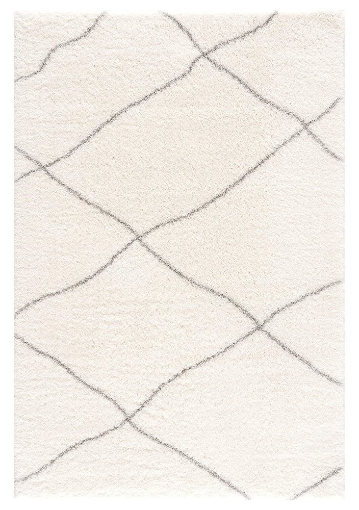 4' X 6' Ivory Modern Uneven Lattice Area Rug