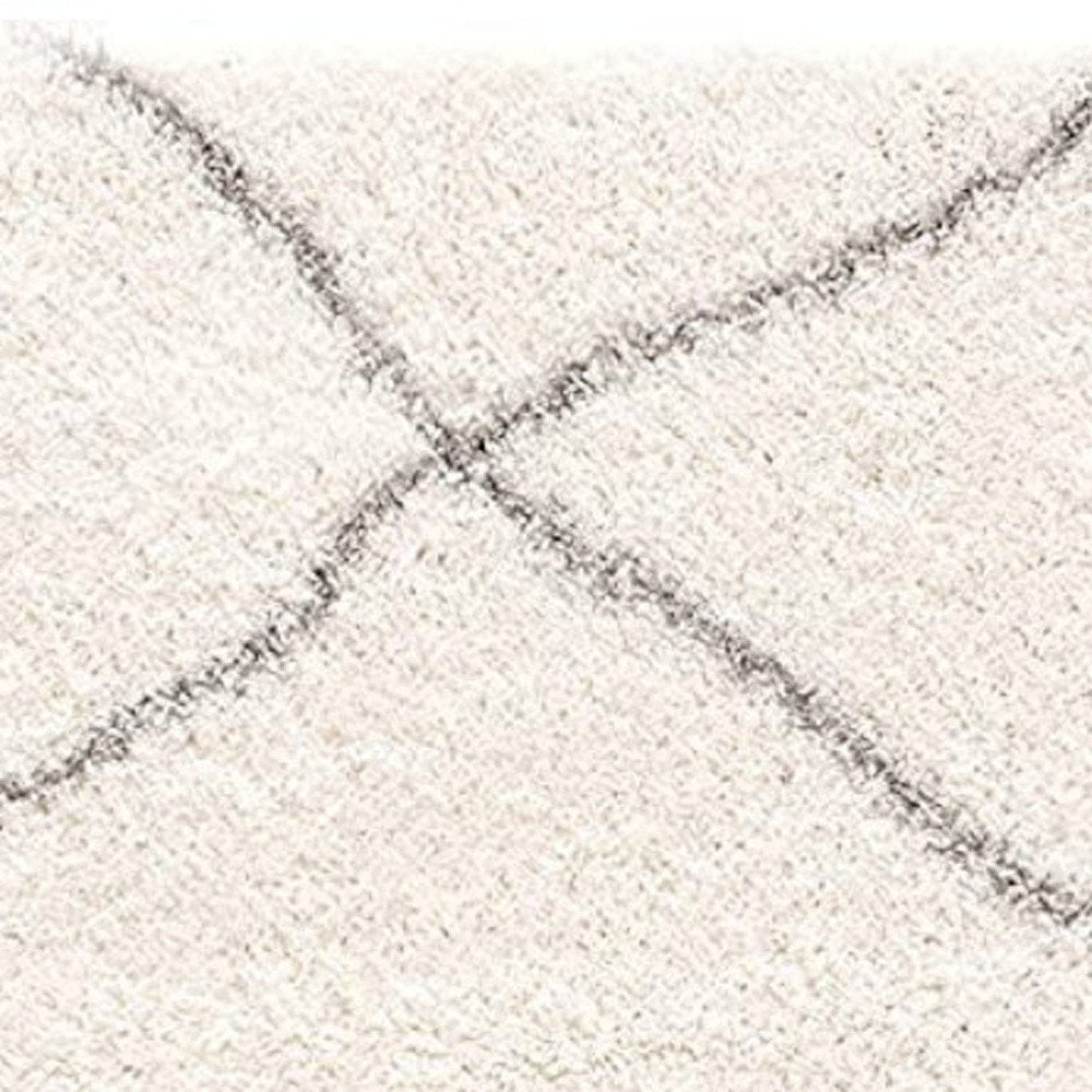 4' X 6' Ivory Modern Uneven Lattice Area Rug