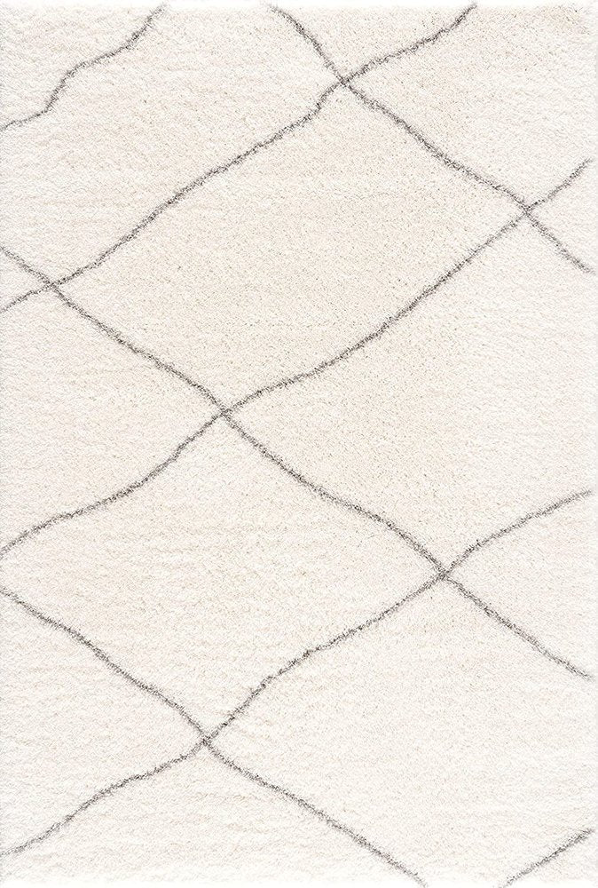 4' X 6' Ivory Modern Uneven Lattice Area Rug