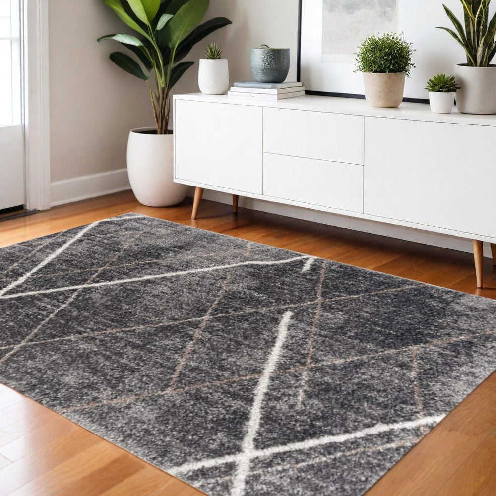 3' X 5' Gray Modern Distressed Lines Area Rug
