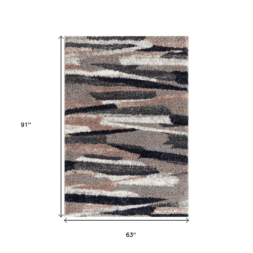 8' X 11' Gray And Black Strokes Area Rug