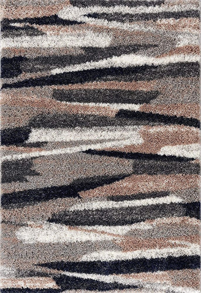 8' X 11' Gray And Black Strokes Area Rug