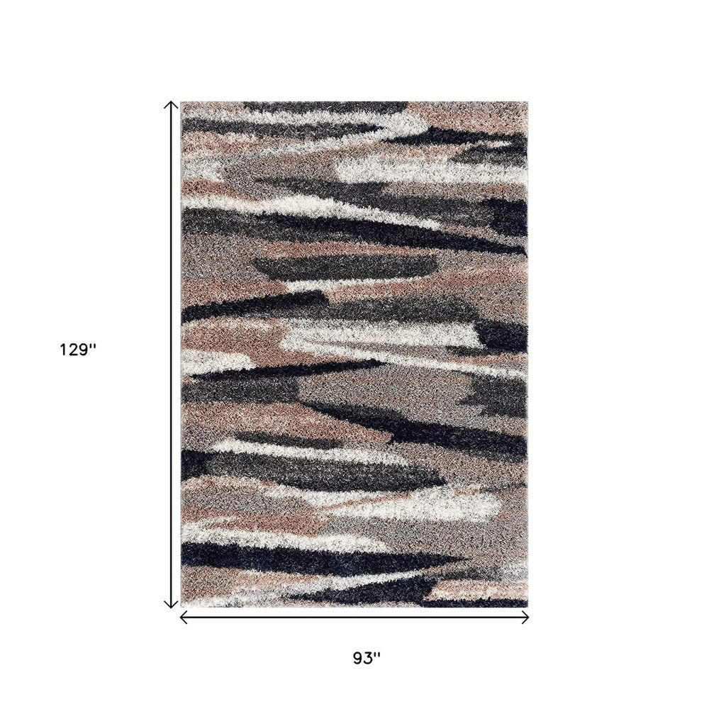 8' X 11' Gray And Black Strokes Area Rug