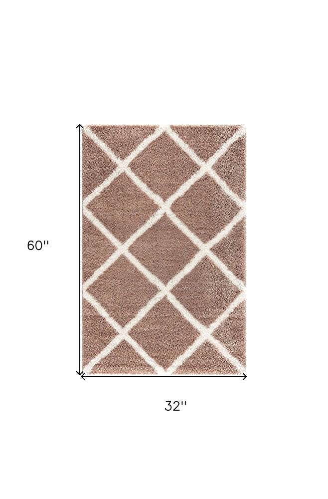 5' X 8' Beige Geometric Area Rug