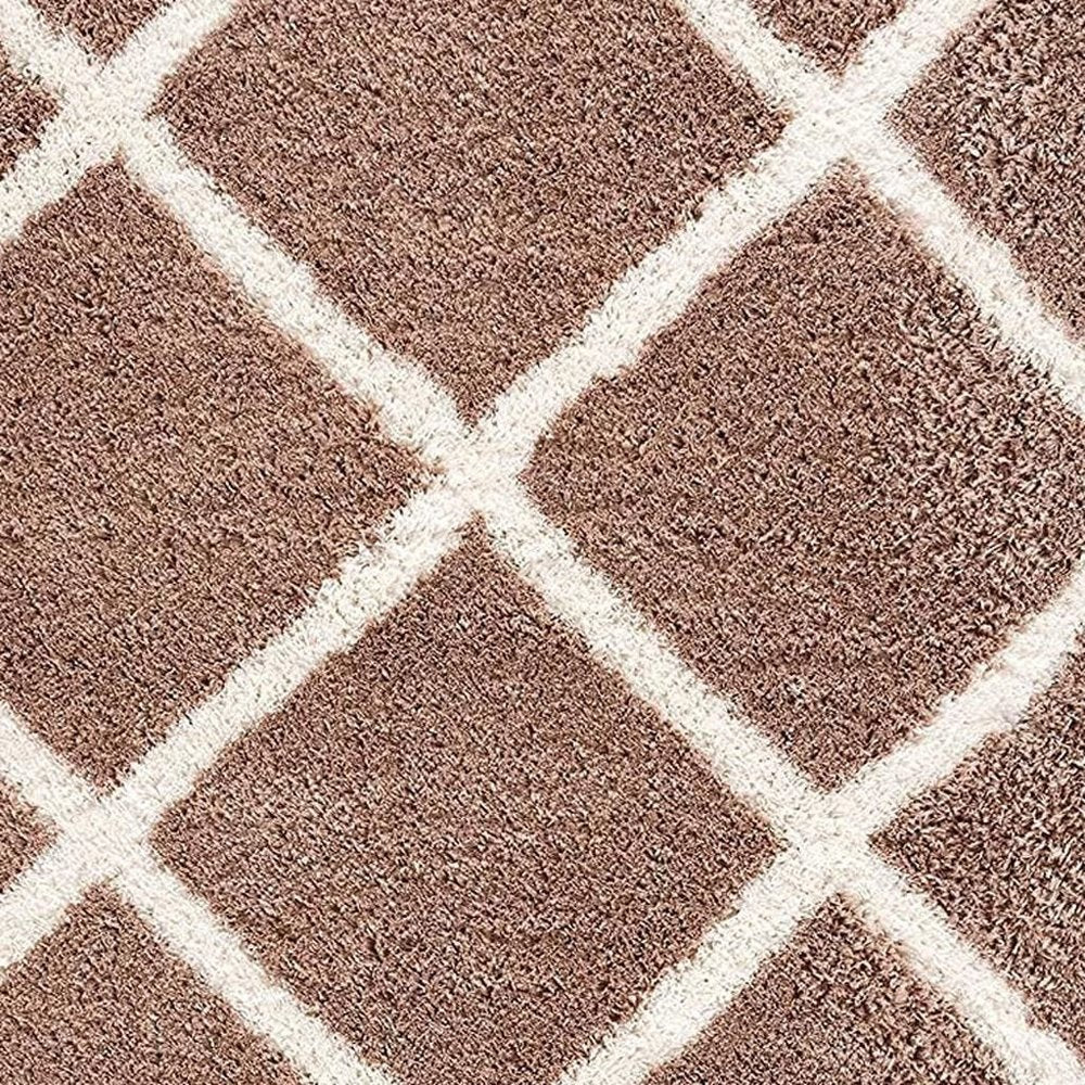 5' X 8' Beige Geometric Area Rug