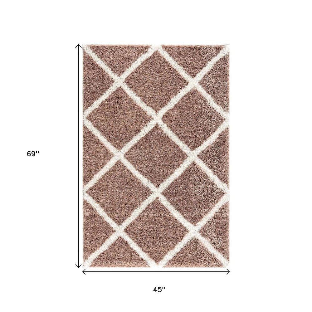 5' X 8' Beige Geometric Area Rug
