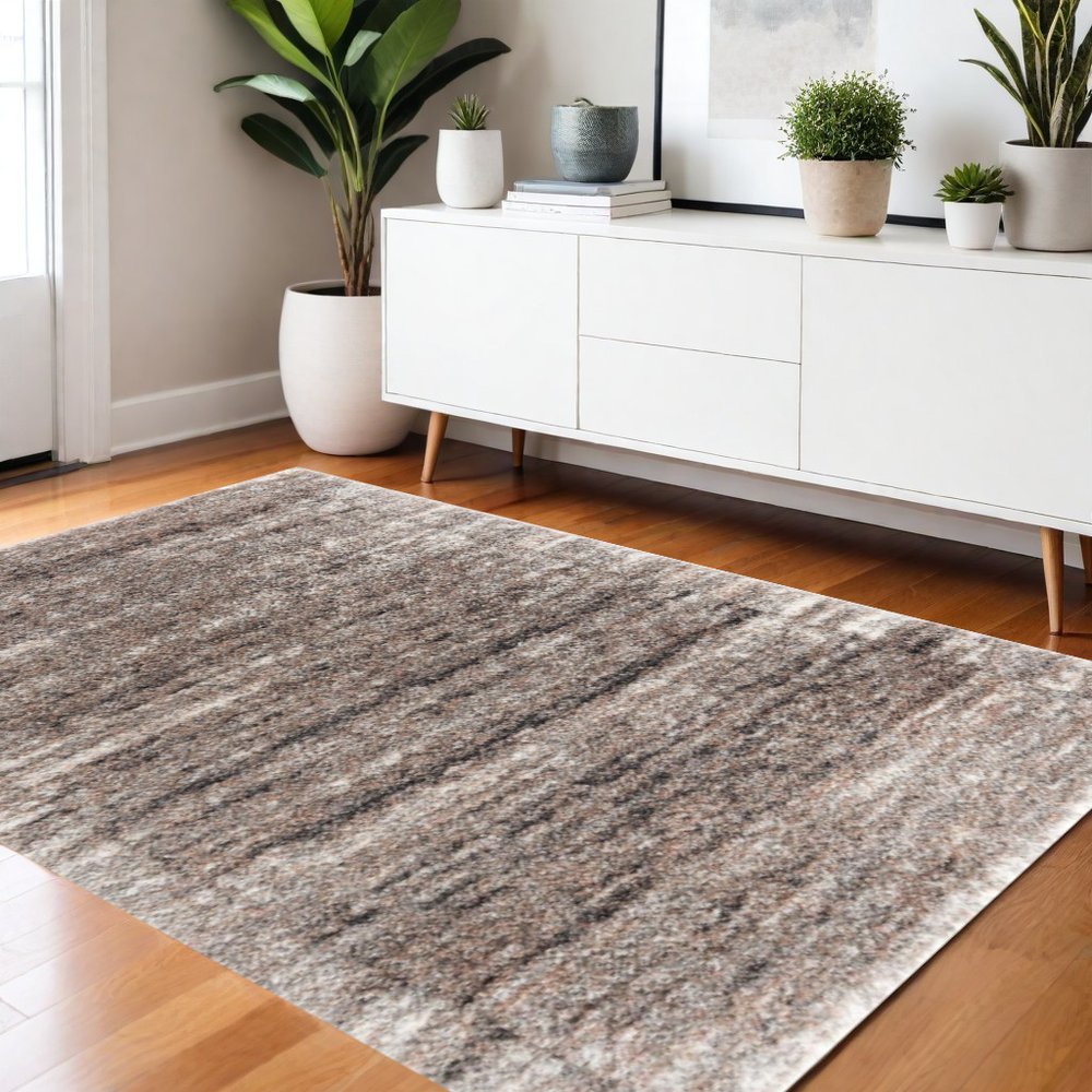 4' X 6' Ivory And Brown Retro Mod Area Rug