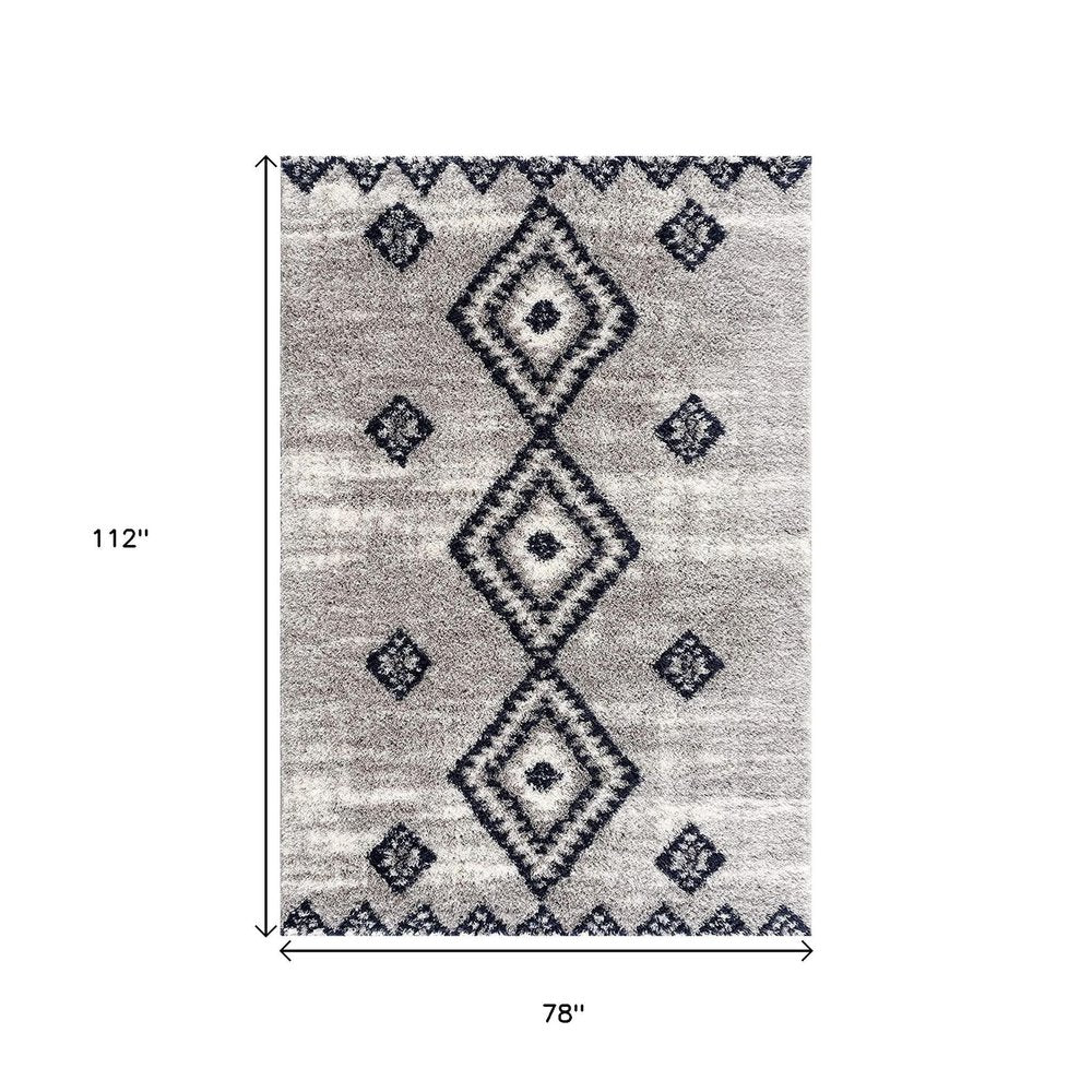 5' X 8' Gray And Navy Boho Chic Area Rug