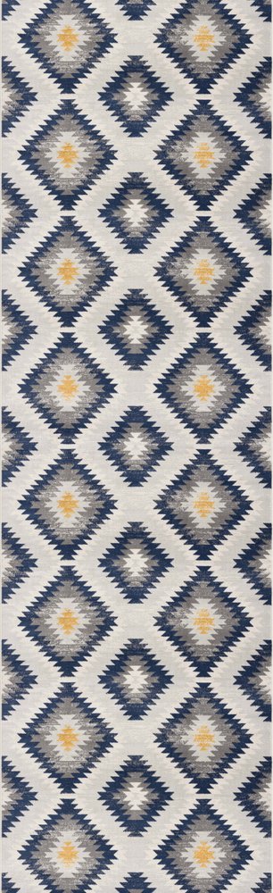 2' X 4' Blue Ikat Kilim Area Rug