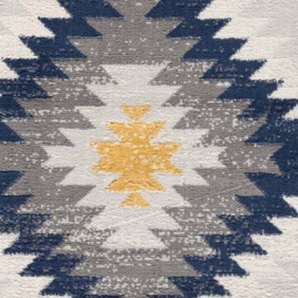 2' X 4' Blue Ikat Kilim Area Rug