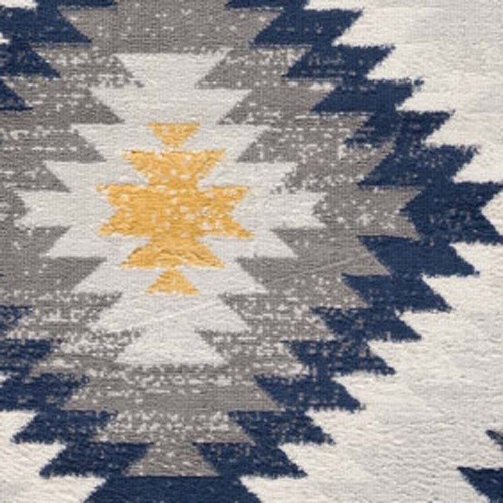 2' X 4' Blue Ikat Kilim Area Rug