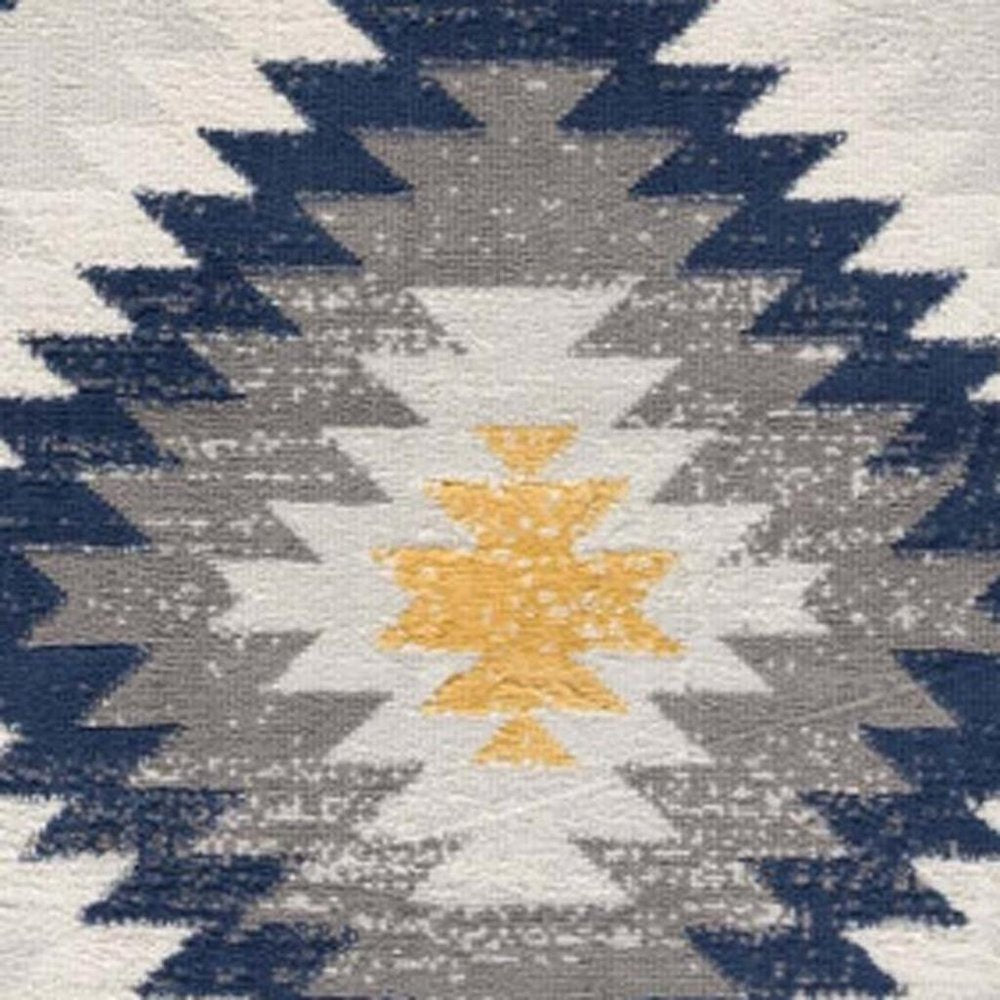 2' X 4' Blue Ikat Kilim Area Rug