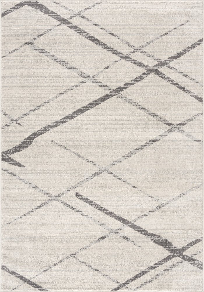 12' X 18' Gray Geometric Washable Non Skid Area Rug
