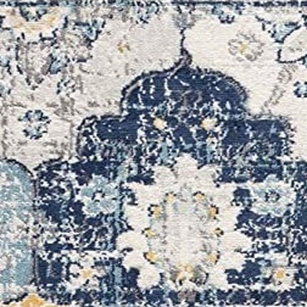 6' X 9' Blue and Yellow Floral Area Rug