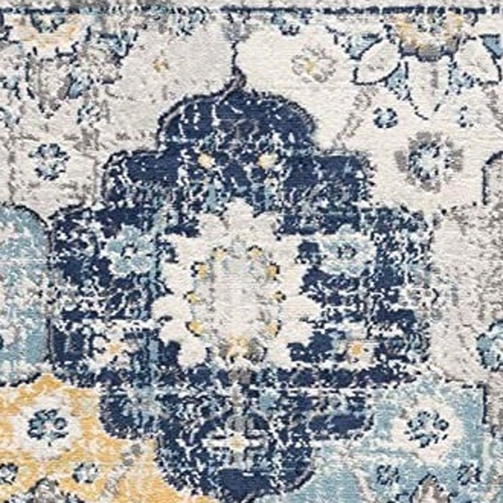 6' X 9' Blue and Yellow Floral Area Rug