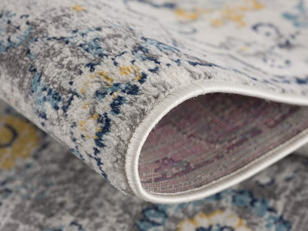 6' X 9' Blue and Yellow Floral Area Rug