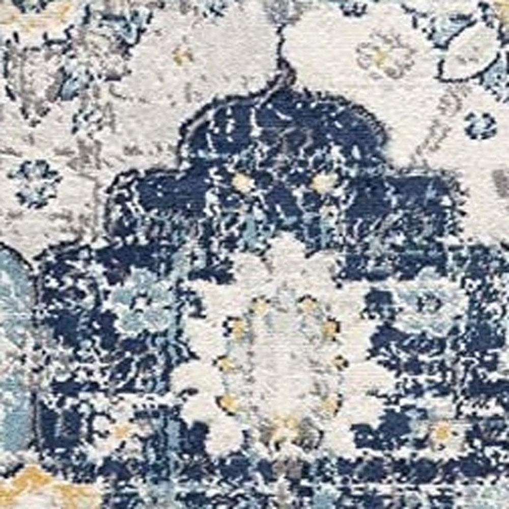 6' X 9' Blue and Yellow Floral Area Rug