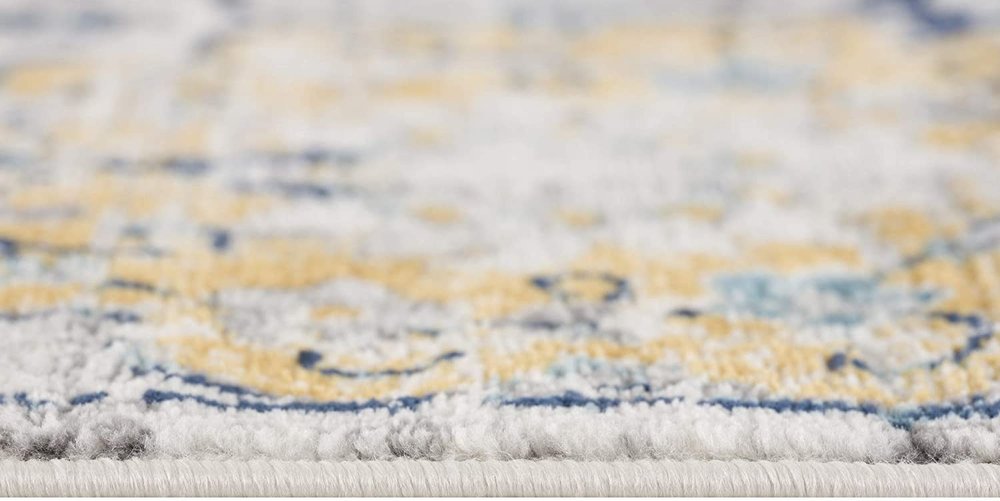 6' X 9' Blue and Yellow Floral Area Rug
