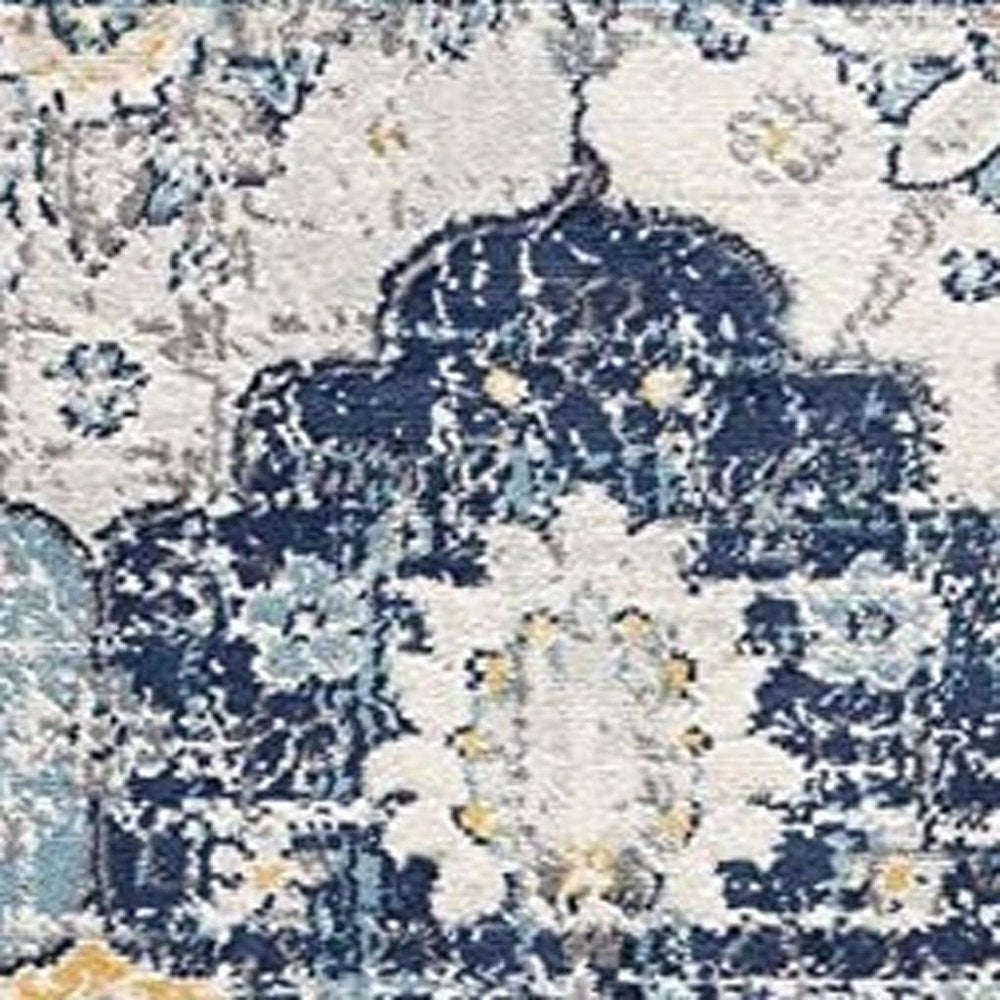 6' X 9' Blue and Yellow Floral Area Rug