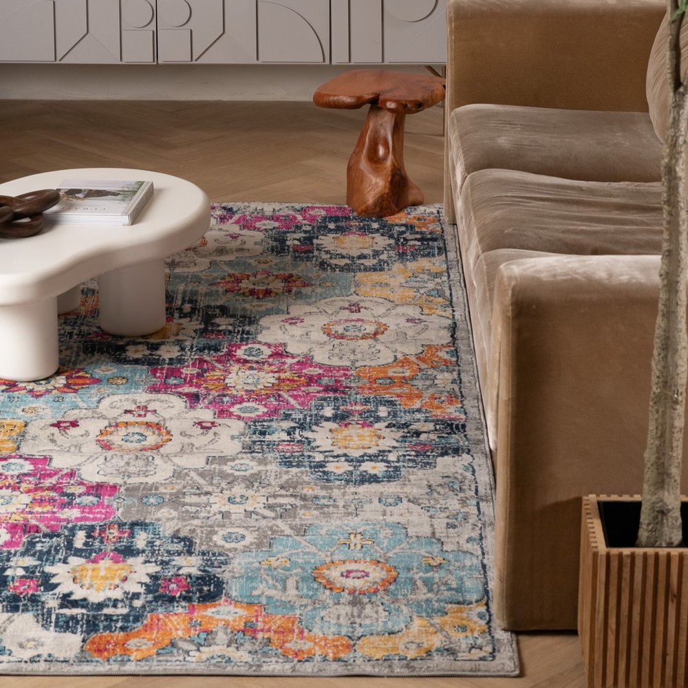 12' X 18' Rust Floral Washable Non Skid Area Rug