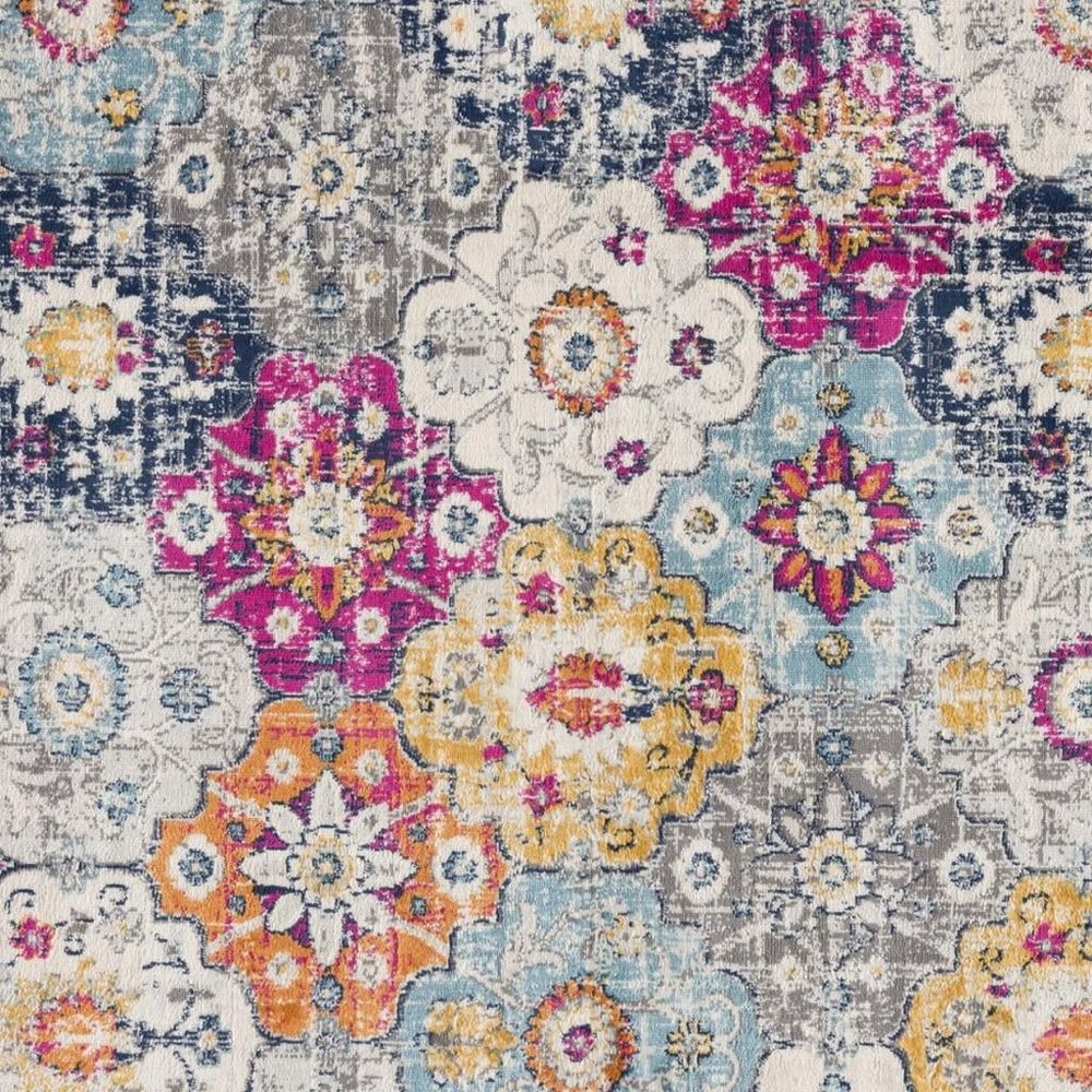 12' X 18' Rust Floral Washable Non Skid Area Rug